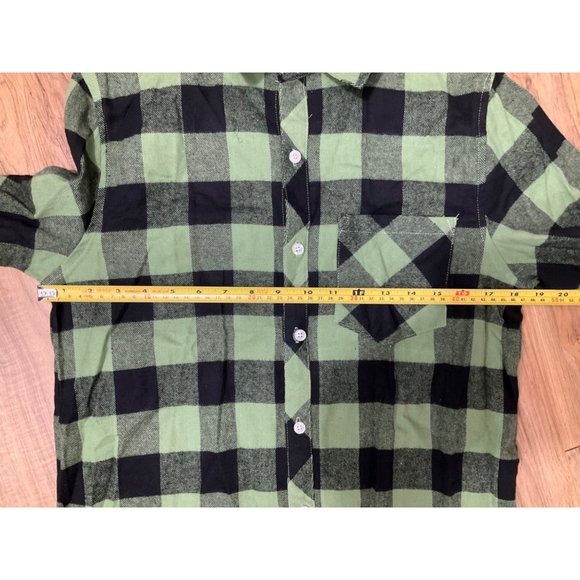 NWB SANGTREE Mens Long Sleeve Flannel Plaid Button Olive Green shirt -Small - Picture 5 of 8